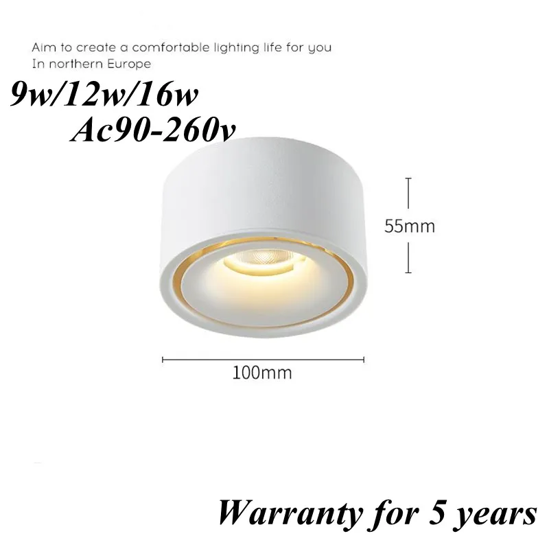 Round Light  Led COB Ceiling Spotlight 9W/12W Lliving Room Surface Mounted Lampa Downlight AC110V 220V Spot ceiling lights