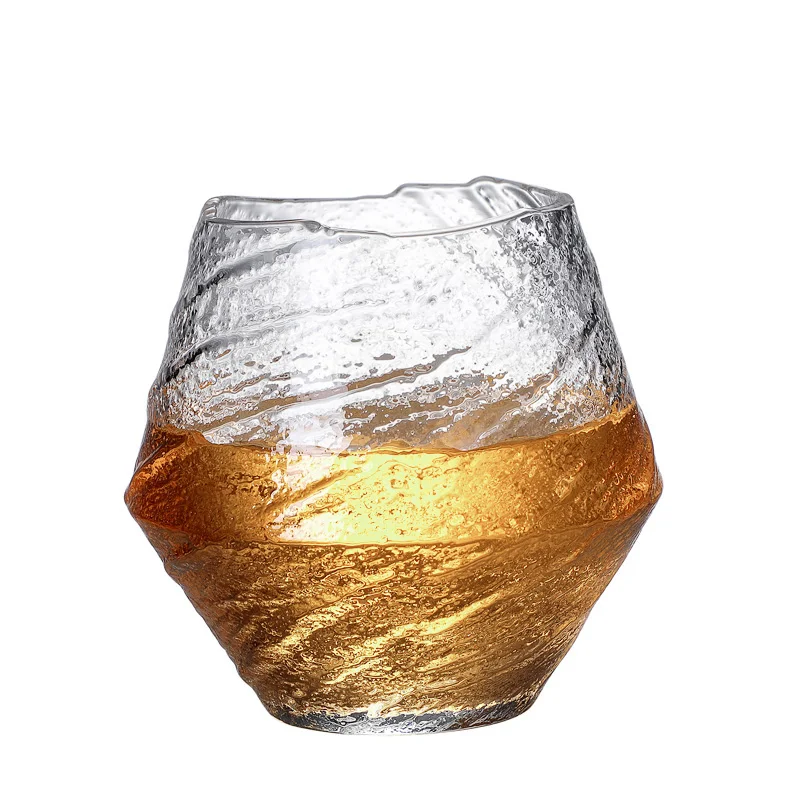 Whiskey Glass Irregular Whisky Rock Handmade Glass Cup Artwork Wrinkle Whiskey Cognac Brandy Snifters Cup Xo Tumbler