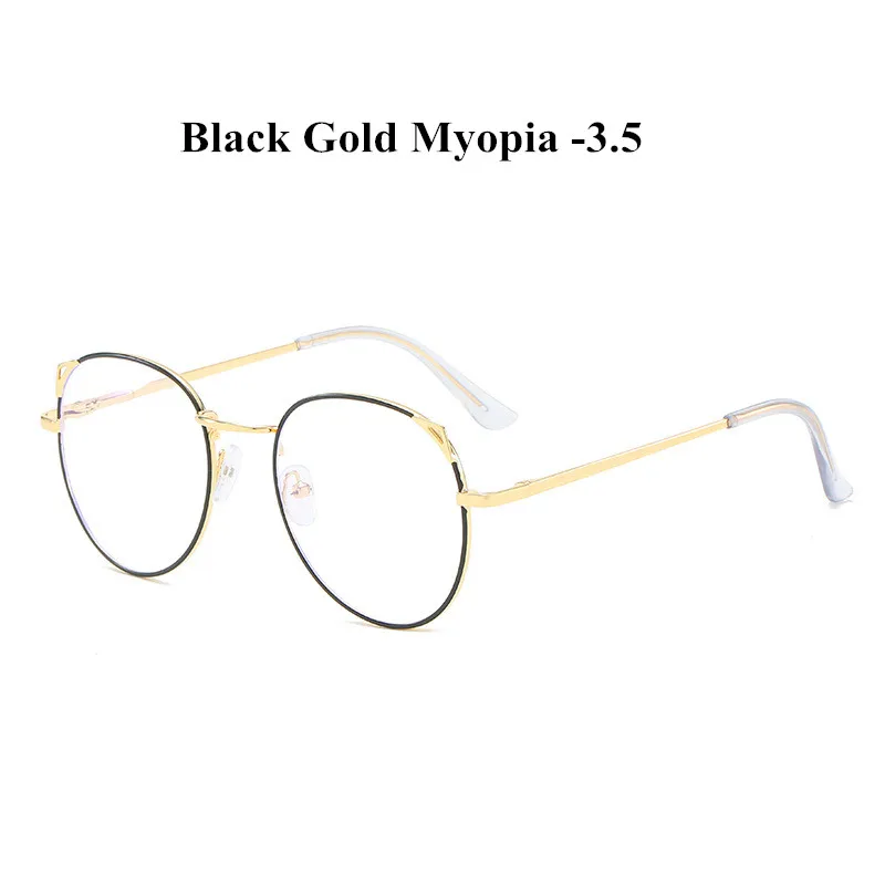 YOOSKE кошачий глаз металлические очки для близорукости для женщин прозрачные очки близорукие с диоптрией-0,5 от 1,0 до 4,0 - Цвет оправы: gold black -350