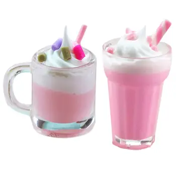 

Dollhouse Mini Simulated Snow Top Strawberry Milkshake Cup Doll House Accessory Milkshake Cup