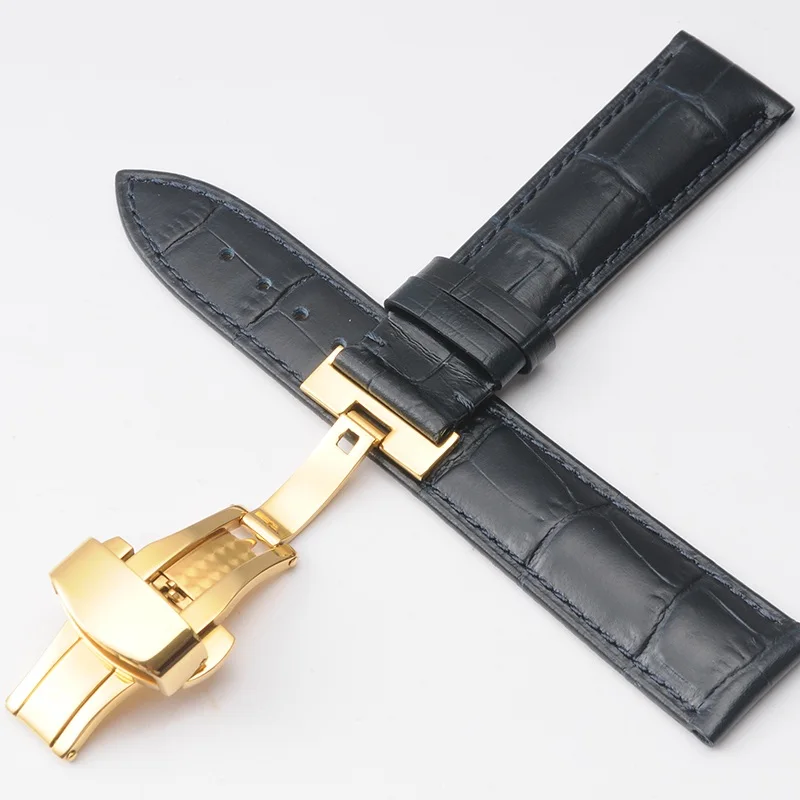 Итальянский ремешок для часов из телячьей кожи вместо tissot 1853 lilok T41 cuto T035 серия heart beauty T050 часы с бантом 12 16 18 20 мм - Цвет ремешка: Deep blue gold