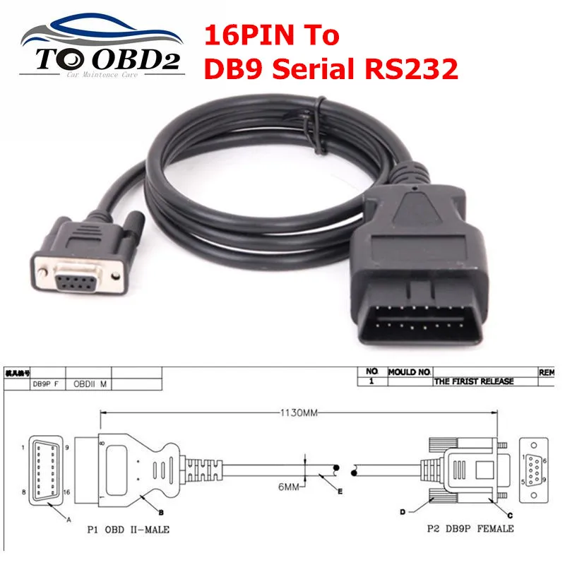 OBD 2 OBD2 16PIN к DB9 RS232 гнездовой кабель для автомобильной диагностики адаптер сканер
