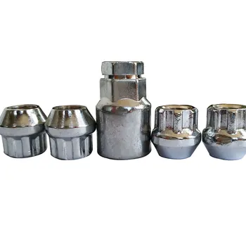 

12*1.25 4+1 Car Chrome Anti-theft Wheel Screw Bolt Lock Nut Key Adapter 1 Set 5 Pcs
