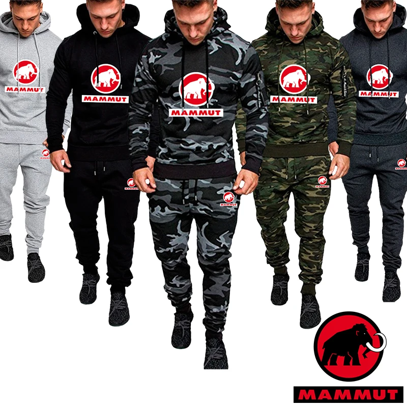 

2020 Gentlemen's Fashion Warm Camouflage Clothing Two-Piece Autumn Men's Clothing Hooded Sweater And Casual Pants Suit
