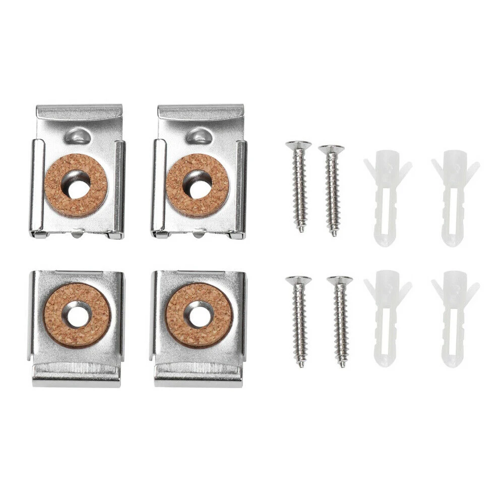 Frameless Mirror Glass Wall Hanging Fixing Spring Loaded Hanger Clips Dowels