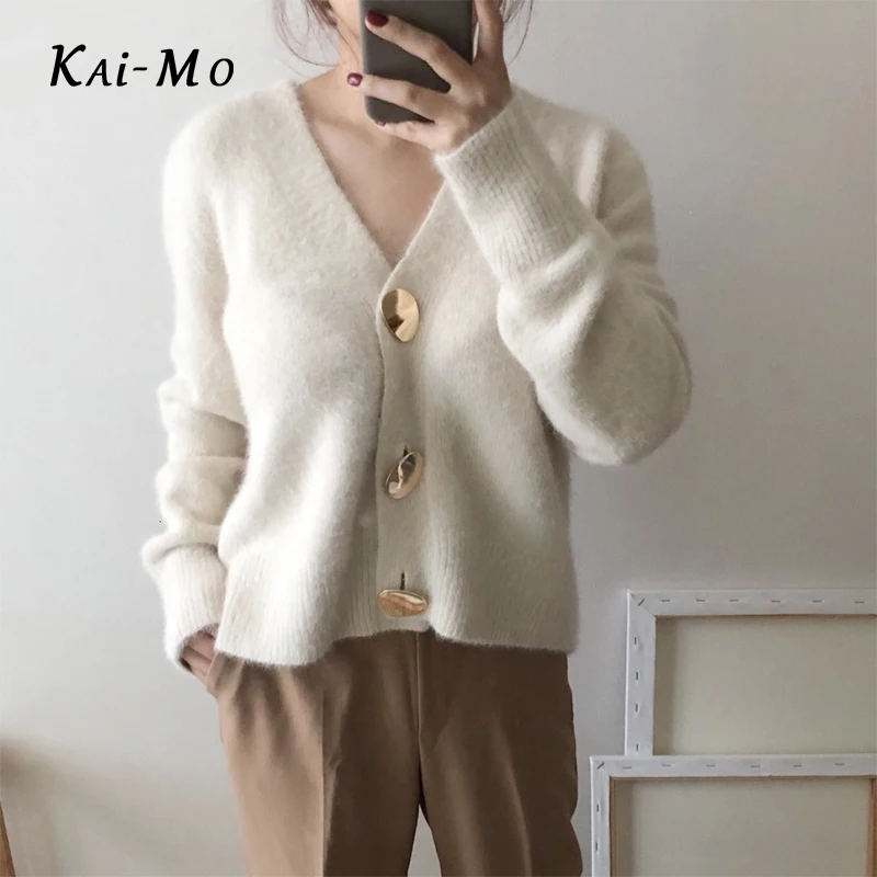 Осенне-зимний женский кардиган inverno, мягкий белый вязаный кашемировый свитер, женские кардиганы с длинным рукавом, теплый джемпер, свитер