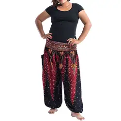 Богемные женские фитнес брюки Этнические Длинные шаровары женские осенние с высокой талией хиппи танцевальные тренировочные брюки