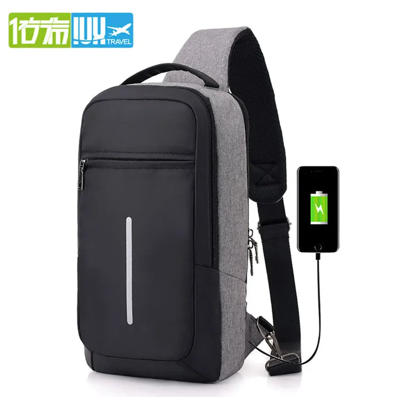

IUX Multifunctional Small USB Charge Chest Bag One Shoulder Anti-theft Bag Men Messenger Bags Male Casual Pack Crossbody Bags