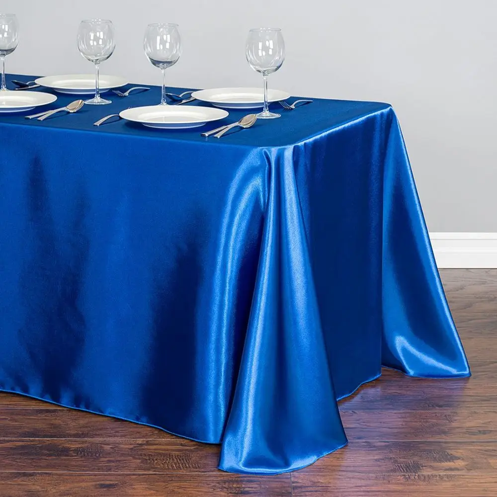 royal blue Прямоугольная атласная Рождественская скатерть горячая распродажа черные/Золотые/белые скатерти одноразовые универсальные скатерти - Цвет: royal blue