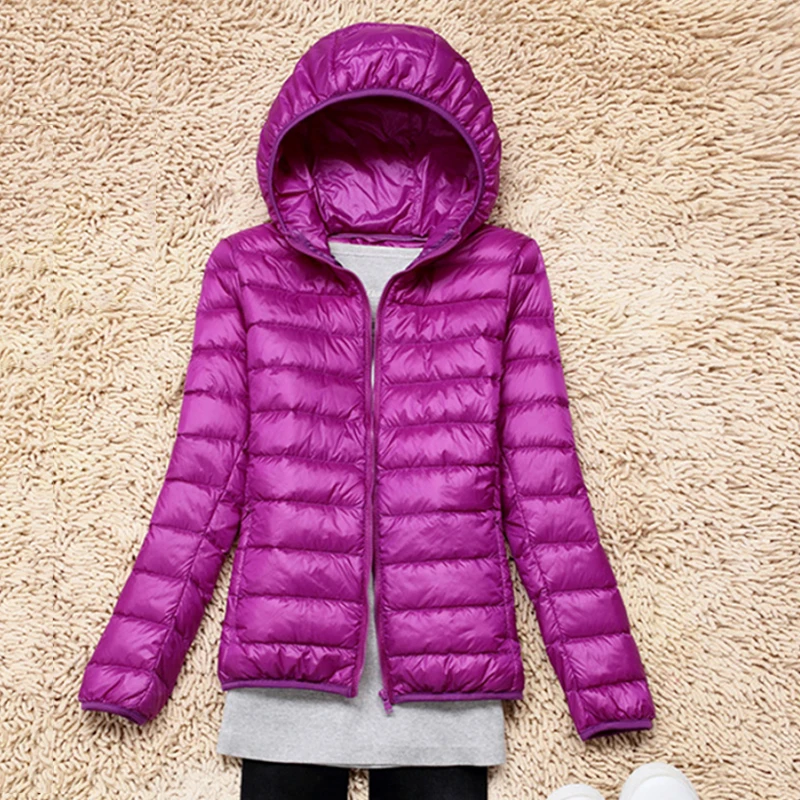 Легкие пальто с капюшоном для девочек женские пуховики на белом утином пуху