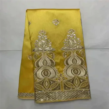 

most beautiful Silk lace (5Yards)Fabric Satin For Dress new arrival African silk velvet fabric good quality for gold ! LXE071508