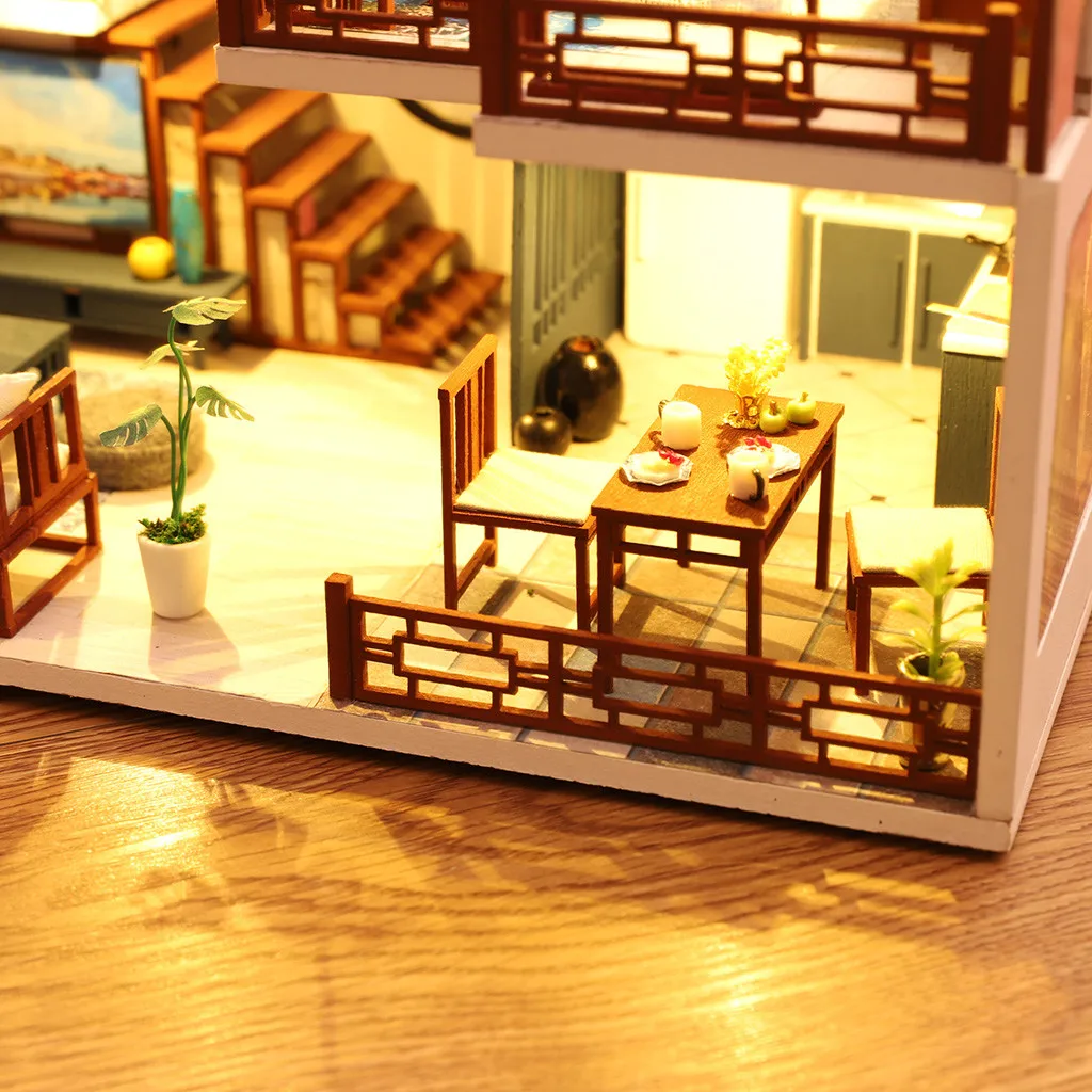 3D деревянная Кукольный дом древний город DIY Миниатюрная модель рождественские подарки игрушки