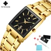 WWOOR Mens Wristwatch Square Quartz Watches For Men Top Luxury Gold Watch Man Stainless Steel Waterproof Clock relogio masculino ► Photo 2/6