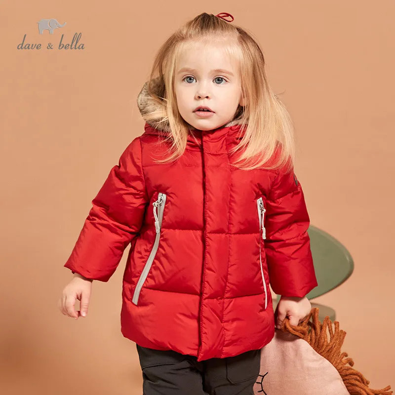 discounted DB11995 dave bella winter baby unisex down zipper pockets hooded coat outerwear children 90% white