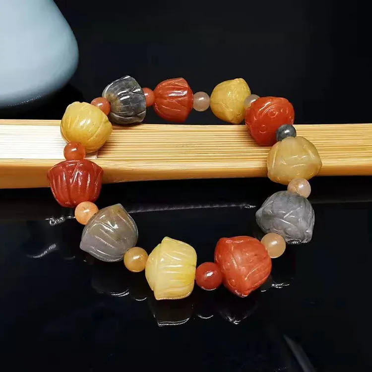

2021 New Gold Silk Jade Lotus Seed Bracelet High Quality Gold Silk Jade Lotus Seed Bracelet Handmade