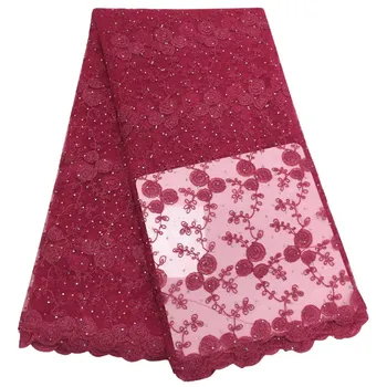 

African Net Tulle Embroidered Sequin Lace Fabric 2020 High quality DIY Sewing Materials French Mesh Sequin Lace Fabric For Dress