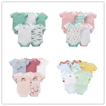 

Clothing Shirt Summer Combed Cotton 5 Five Piece Set Baby Vest Print Fashion Fits True To Size, Take Your Normal Short Unisex