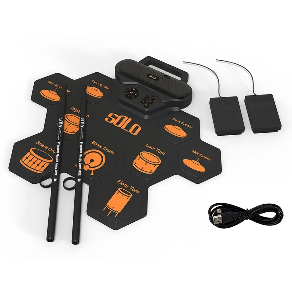 

SD-50 Electronic Drum Set Roll Up Drum Practice Pad Beginner Exercise Rhythm Recording Game Electric Drum Pad Kit With Drum