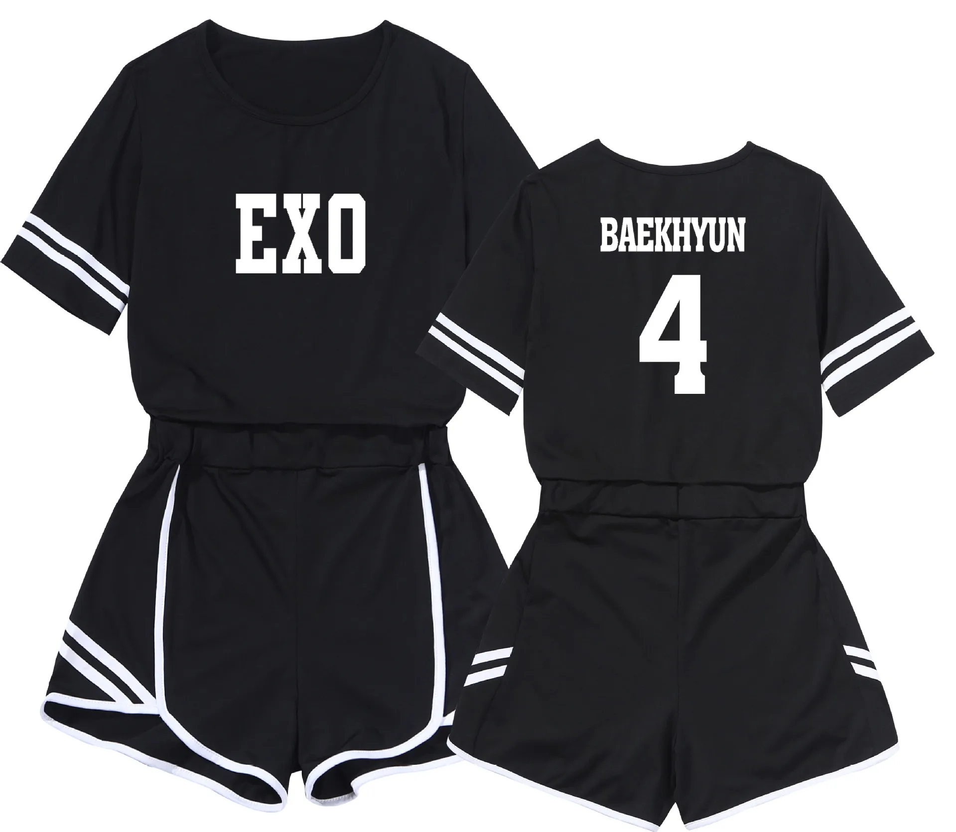 

EXO Sports Set 2019 Summer New Style High-End WOMEN'S Dress High-waisted Slim Fit Short Skirt Navel Two-Piece Set