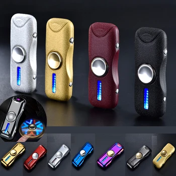 

Friget Spinner Lighter Electric USB Lighter Double Arc Plasma Rechargeable Metal Cigarette Cigar 2 Arc Lighter Premium Gift