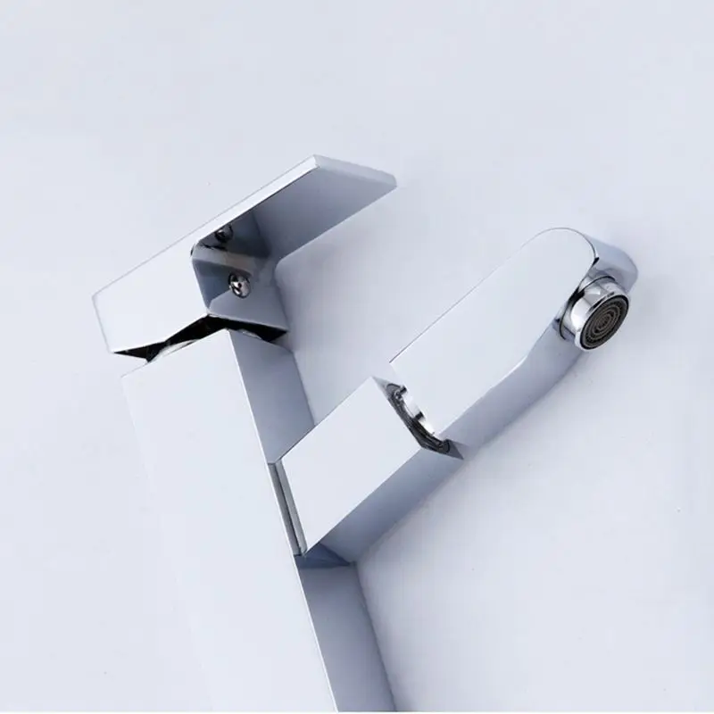 Basin Faucet Tap Single Handle Chrome Finish Retractable Hole Deck Mounted Wash Hot Cold Mixer Bathroom Sink No Water Inlet