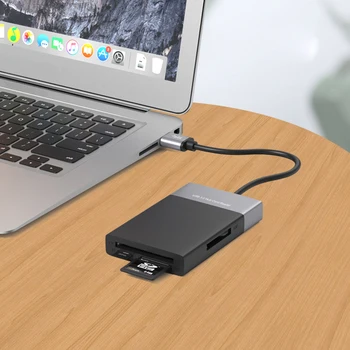 

6 in 1 Multi Memory Card Reader Shell PVC Wire 2 Port HUB USB 3.0 to XQD/TF/Secure Digital Card Card Reader