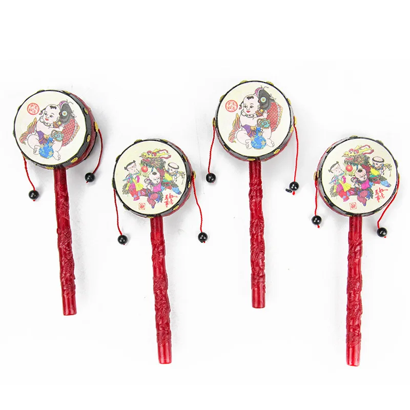 [Small Commodity] Chinese-style Luck Rattle Infant Baby Hand Swinging Drum Plastic Small Swinging Drum
