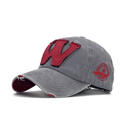2021 Cotton Embroidery Letter W Baseball Cap Snapback Caps Bone casquette Hat Distressed Wearing Fitted Hat For Men Custom Hats Gray