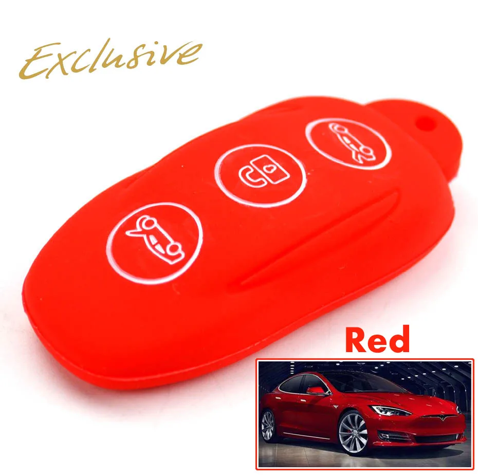 Автомобильный силиконовый чехол для ключей дистанционный кармашек для часов для Tesla модель S/3/X силиконовые чехлы для ключей держатель 75D 90D P100D брелок Стайлинг - Название цвета: Red