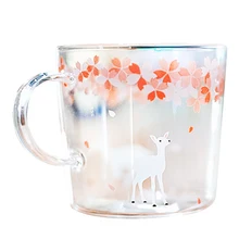 9,47 унций японский стиль Креативная печать стеклянная чайная чашка термостойкая Сакура стеклянная чайная кружка стеклянная кофейная кружка Питьевая утварь