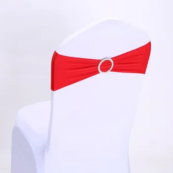 

Chairs Sashes Cadeiras Elastic Flower Bowknot Round Buckle Belt Adjustable Home Covers And Bows For High-quality Multi-color