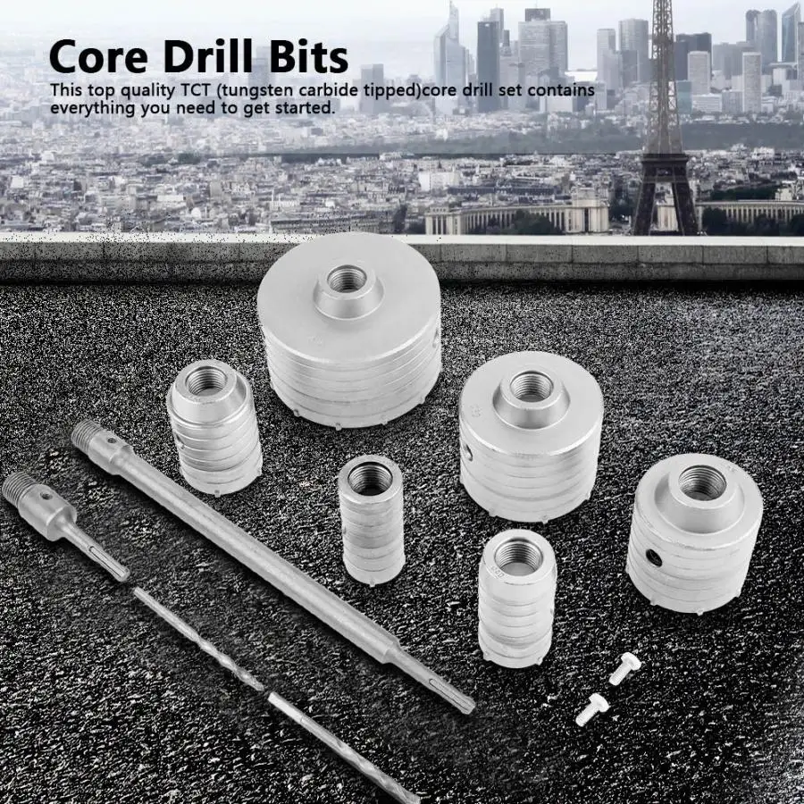

10Pcs TCT Core Drill Set SDS Plus Extension Shank Tungsten Masonry Hole Cutters Hole Saw Drilling Bits Domestic Delivery
