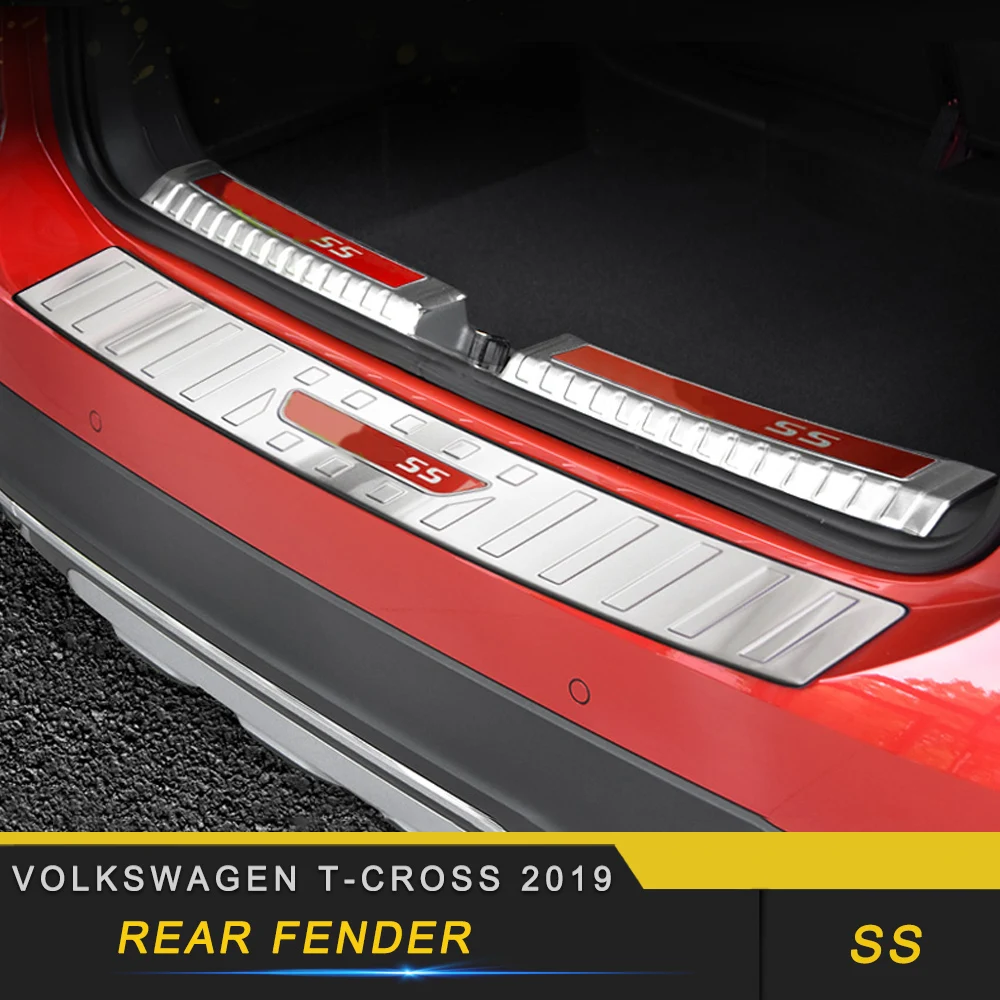 Для Volkswagen T-CROSS автомобильный Стайлинг задняя дверь багажника Бампер Защитный чехол для крыла порога крышка рамка стикер аксессуары