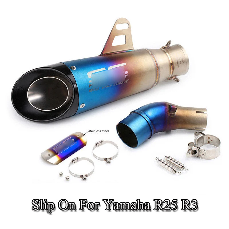 

YZF R3 R25 Motorcycle Exhaust System Pipe Mid Link Pipe Muffler Tip Tube With Anti-scalding Cover For Yamaha R25 R3 Slip On