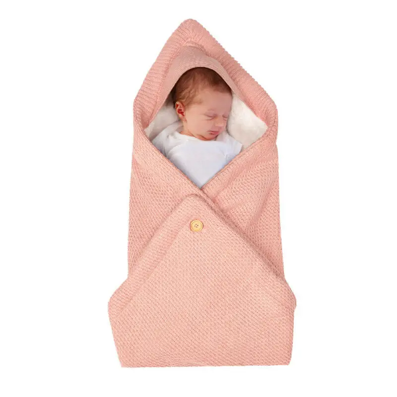 Вязаное Пеленальное Одеяло для новорожденных, теплый флисовый спальный мешок