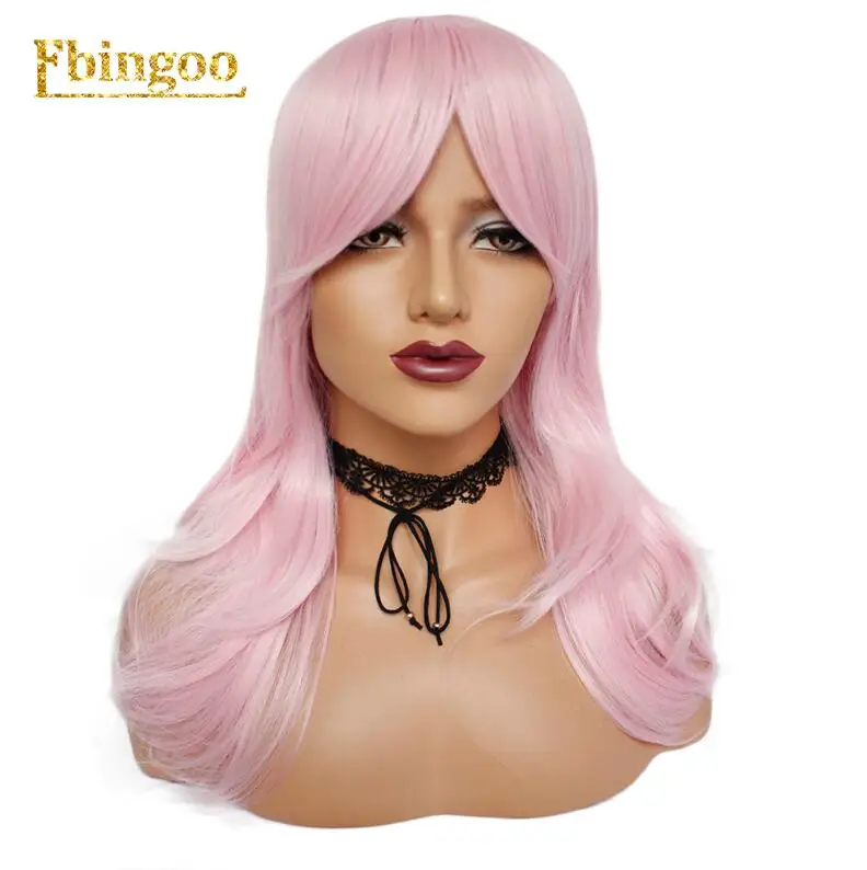 Ebingoo Jem и голограммы Jem синтетический парик для косплея длинный прямой розовый парик для женщин Хэллоуин костюм вечерние - Цвет: Розовый