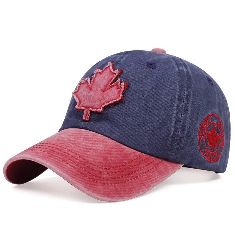 Maple Leaf Patch Baseball Cap Couple Universal Wash Splicing Dad Hats Summer Outdoor Wild Casual Hat Fashion Truck Caps Men S Baseball Caps Aliexpress