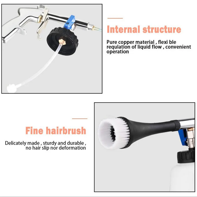 Пневматический выдув салона автомобиля портативный факел пистолет для мытья автомобиля чистящий пистолет с щеткой