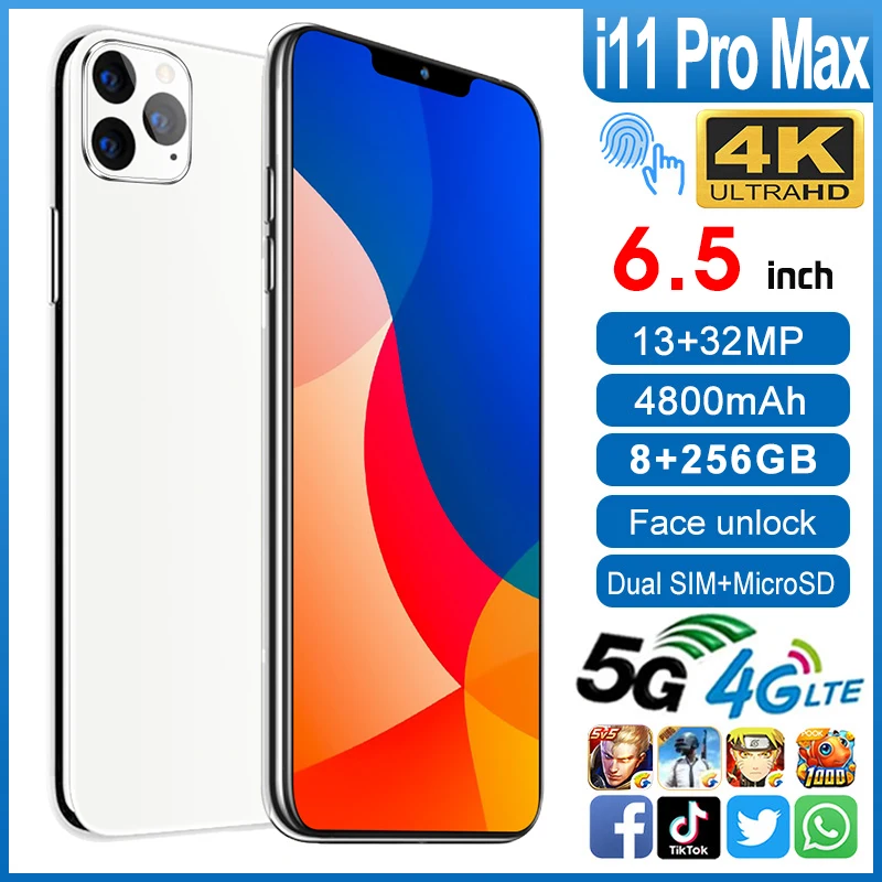 Смартфоны I11 Pro Max мобильные телефоны 6 5 дюймов телефон с двойной SIM-картой 12 Гб 512