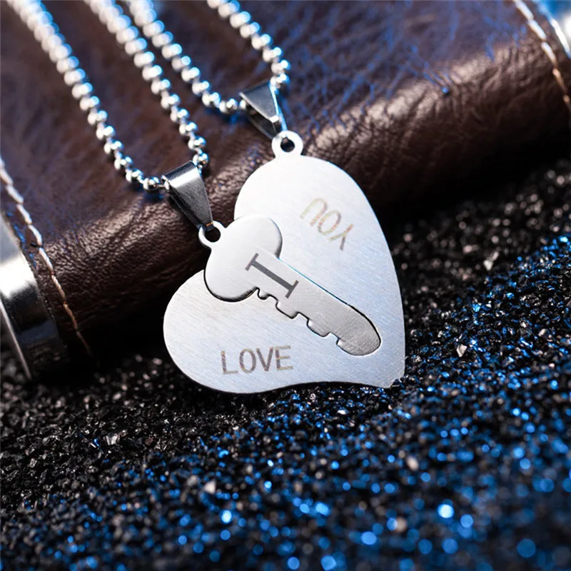 Лидер продаж корейские ожерелья для пар набор 1 пара подвеска с надписью I Love You Lock