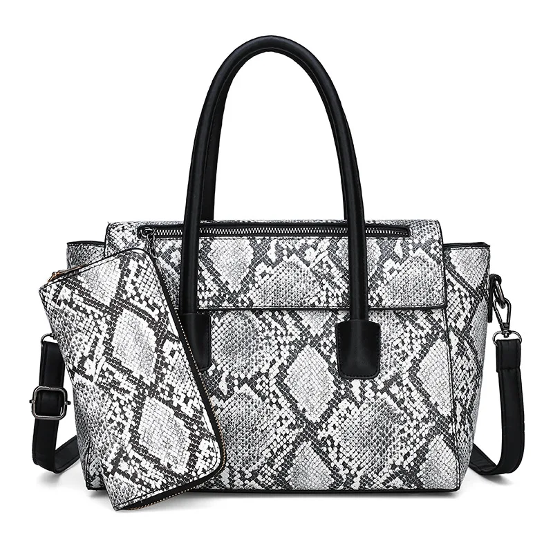 

2019 New Style Europe And America Versitile Fashion Snakeskin Print Two-Piece Set Different Size Bags Hand Crossbody Bag