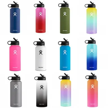 

New18oz/32oz/40oz Multiple Colors Hydro Vacuum Insulated Flask Stainless Steel Water Bottle Wide Mouth with Sport/Straw/Flex cap