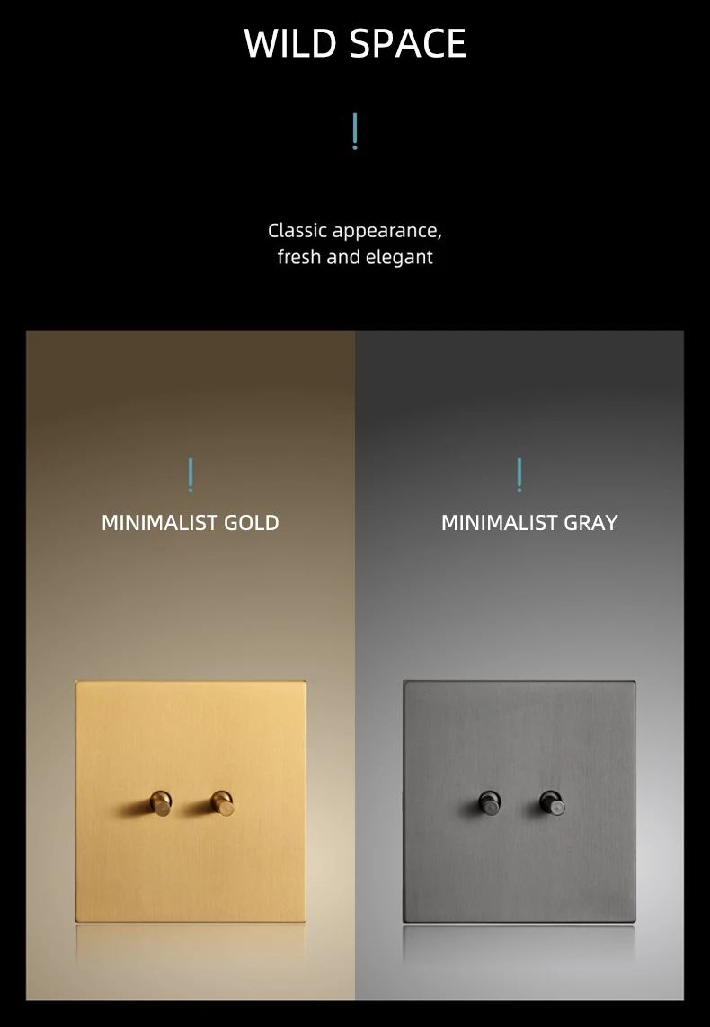 Description Picture 5 of itemAvoir Toggle Switch Usb Wall Electrical Outlets Gold Stainless Steel Panel Vintage Switch Dimmer RJ45 Network Socket EU FR Pulgs