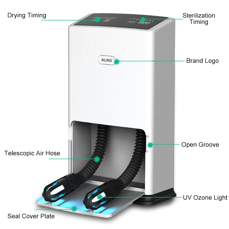 Goede 3 in 1 Timing Schoen Droger met UV Sterilisatie Ontgeuringseffect Intelligente Schoen Warmer Ozon Deodorizer Schoen Rekken Organisatoren