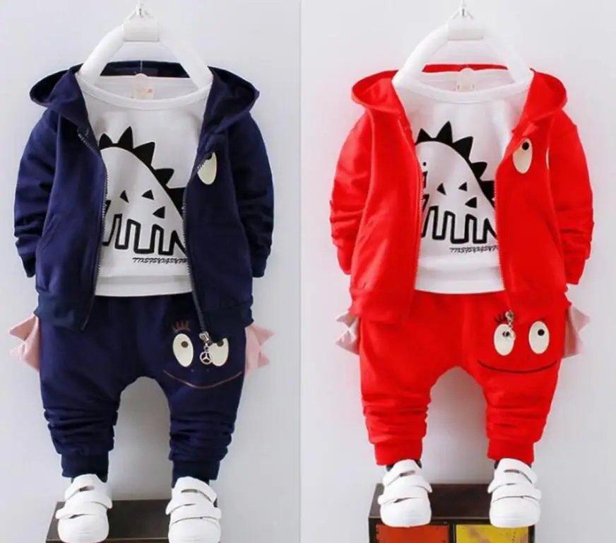 Спортивный костюм для мальчиков повседневный из 3 предметов пальто + футболка