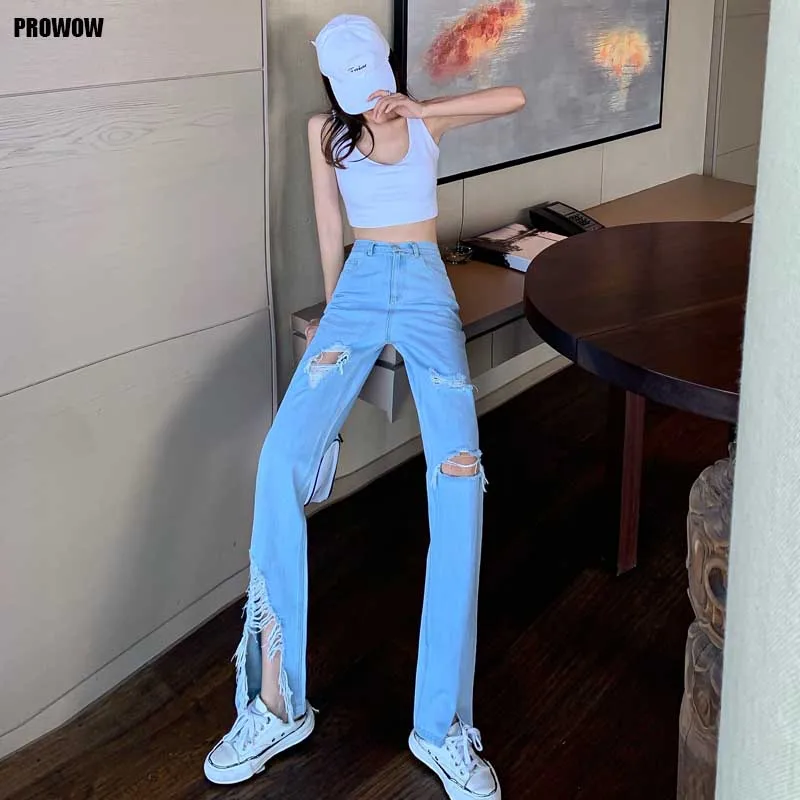 2020 летние женские Высокая талия Брюки в ковбойском стиле В винтажном Свободные