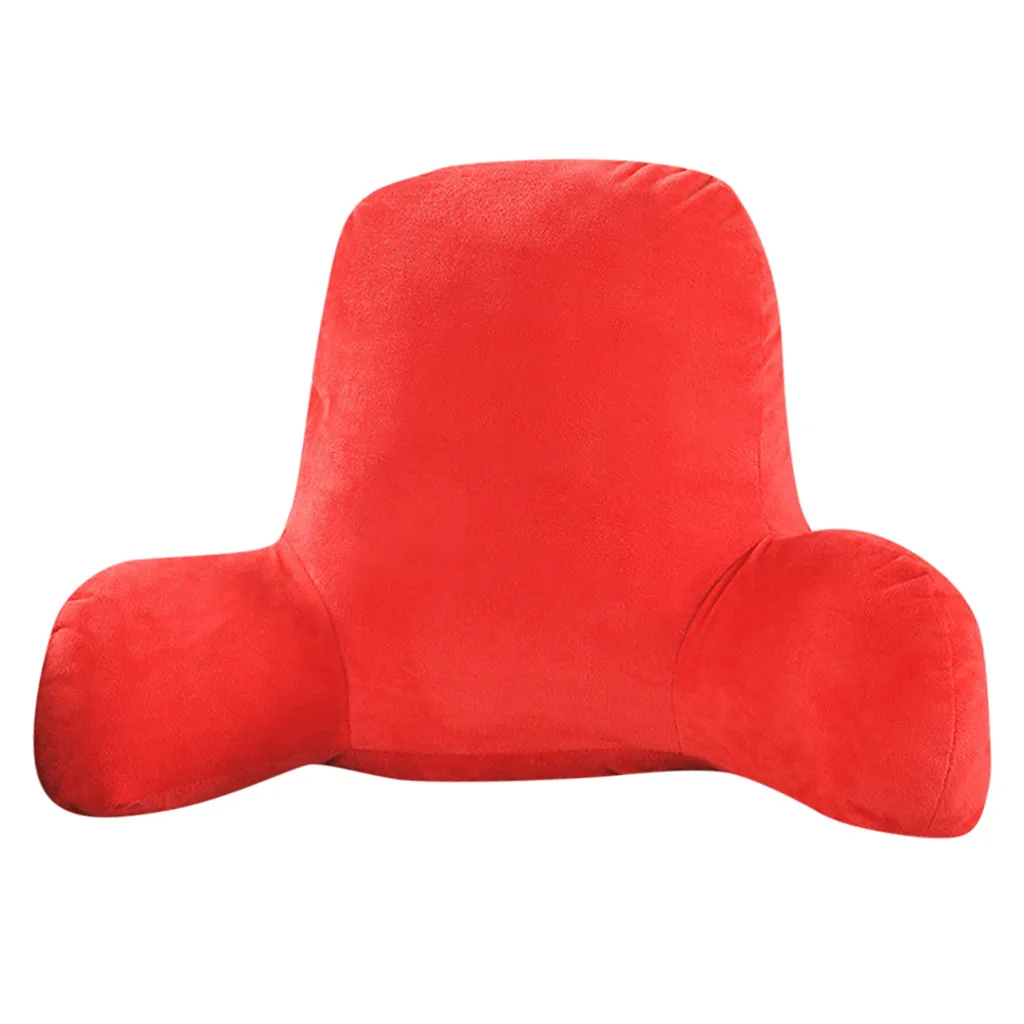 Подушка для дивана Подушка под спину Кровать Плюшевая Большая спинка для чтения Подушка под поясницу поддержка Кресла Подушка с руками домашний декор - Color: Red