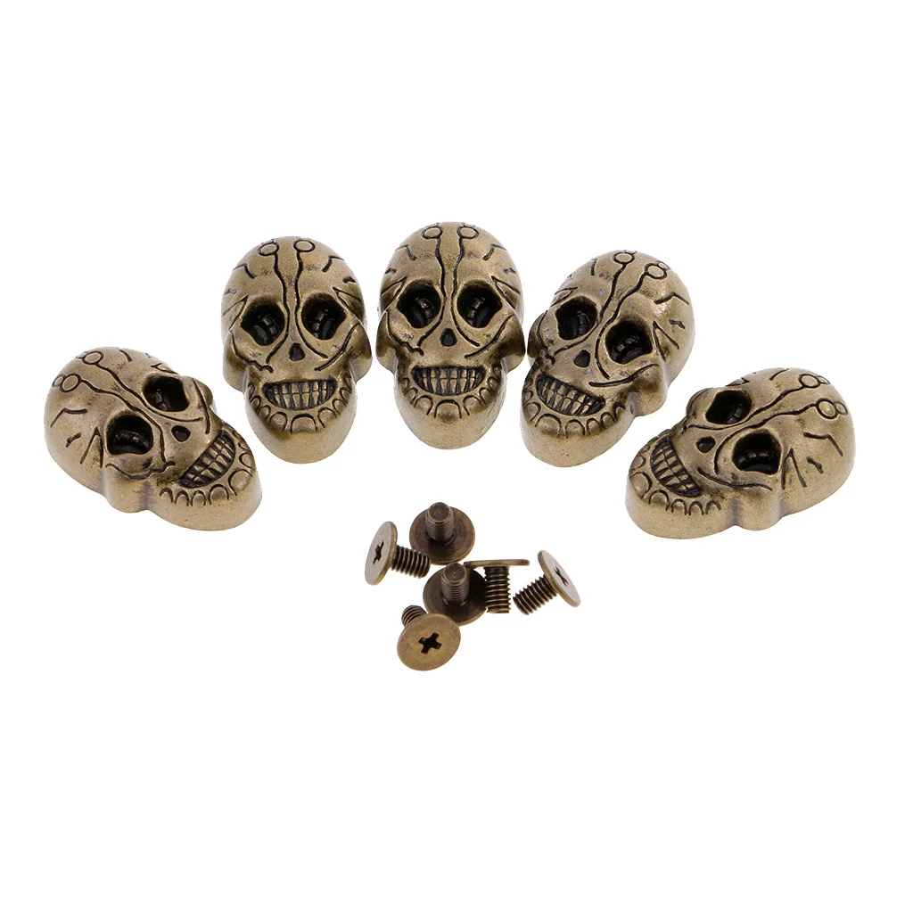 5 Sets 21x15mm Screwback Goth Skull Head Stud Spike Belt Bag Leathercraft Clothes Rivets fit Pet Collar Garment Shoes