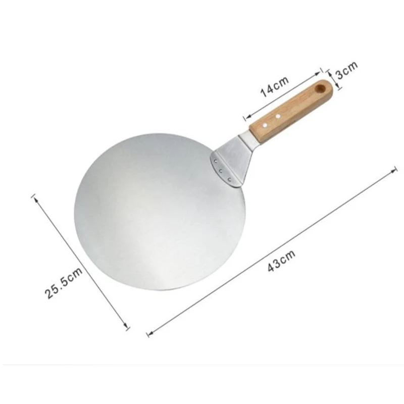 10/12 inch Stainless Steel Pizza Shovel Pizza Peels With Wooden Handle Paddle Spatula Cake Baking Tool Kitchen Accessories