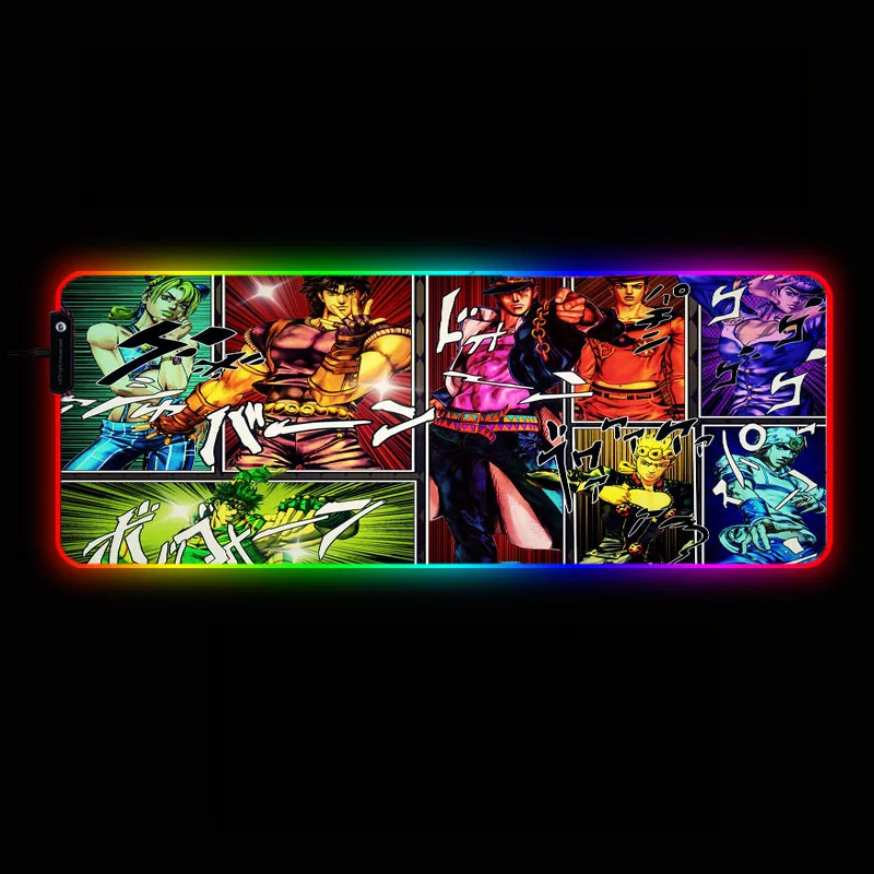 XGZ Jojo аниме игровой RGB большой коврик для мыши геймер большой коврик для мыши компьютерный Коврик Для Мыши Led подсветка XXL Mause коврик для клавиатуры Настольный коврик